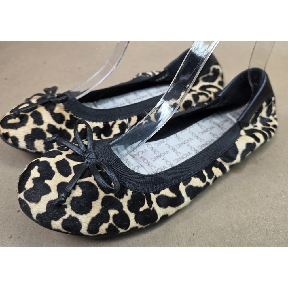 Vionic (Sz 7) Cheetah Animal Print Matira Bow Ballet Flats
